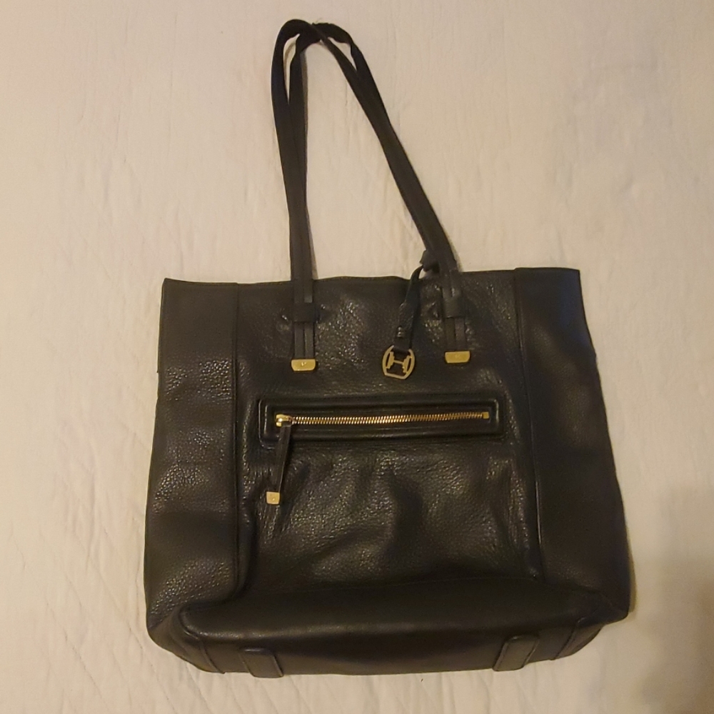 Halston Heritage Black Leather Tote Bag Purse